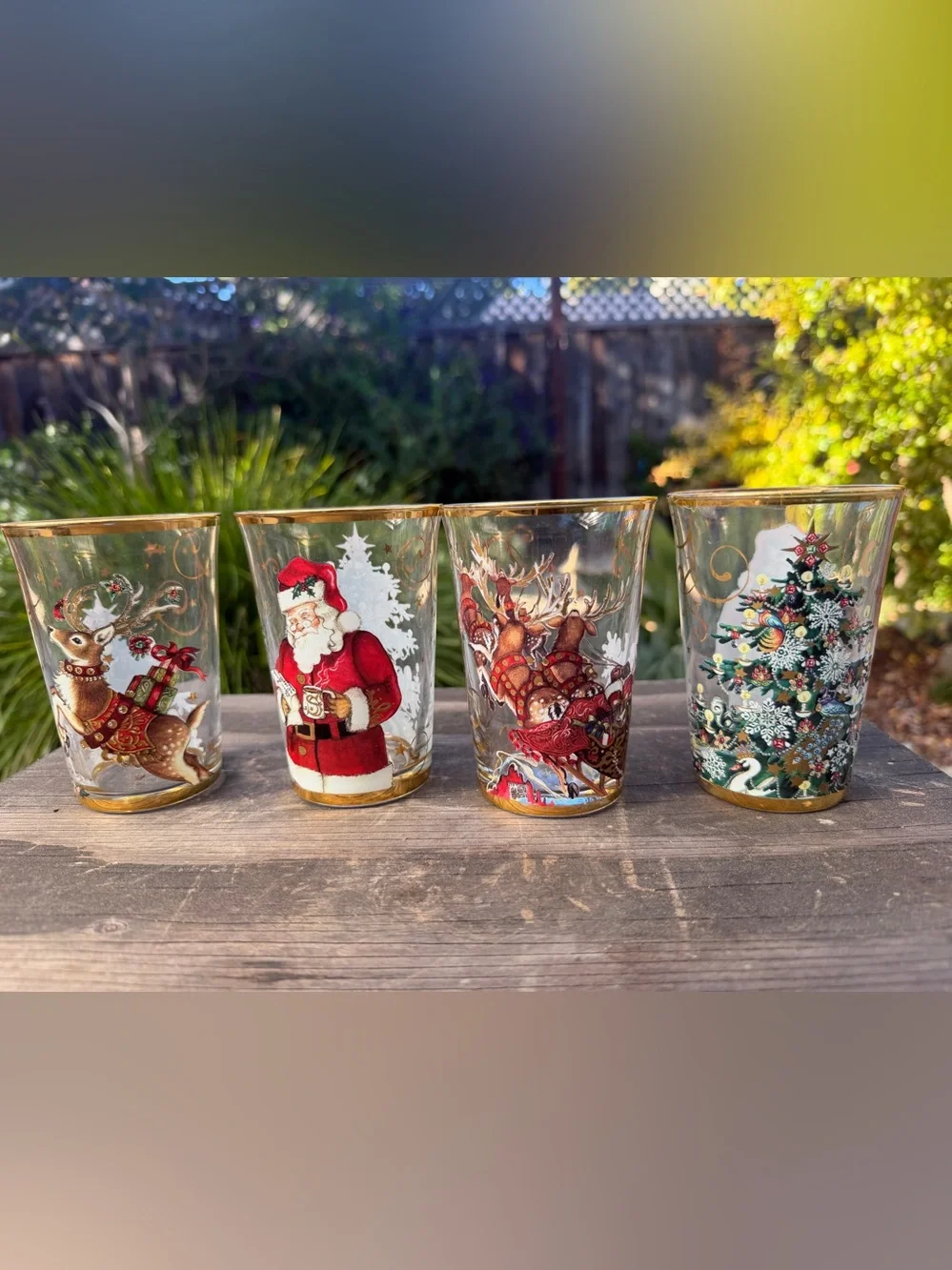 Williams Sonoma Twas the Night before Christmas 24 k Gold accents tumblers